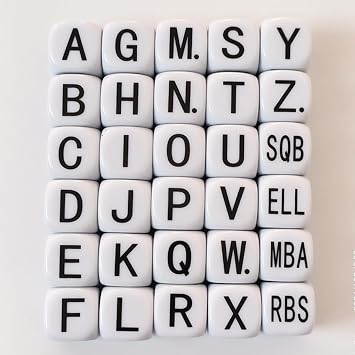 26 Pcs Creative Game English Letter Dice Set DIY Happy Word Vocabulary Dice for Party Travel Games The Crossword Solitaire Camping Games for Family Game and Education for Adults and Family