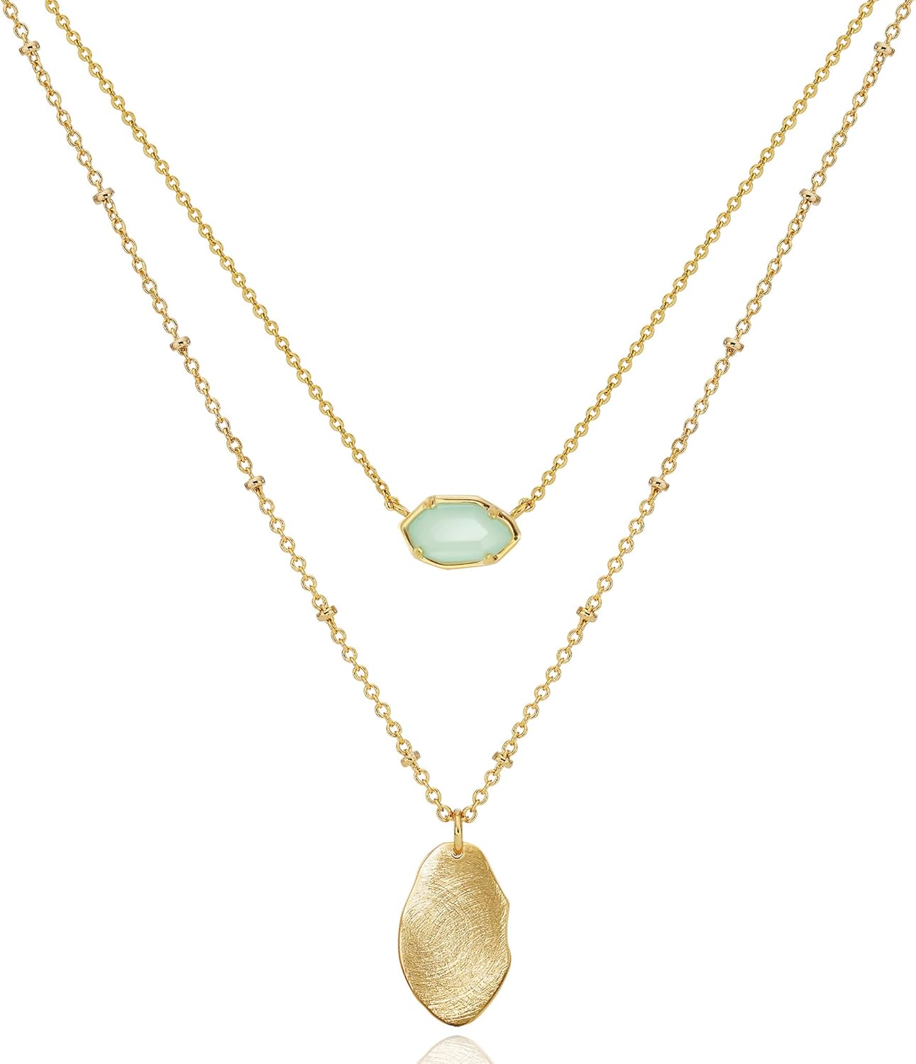 Layered gold necklaces with colorful crystal pendants for women