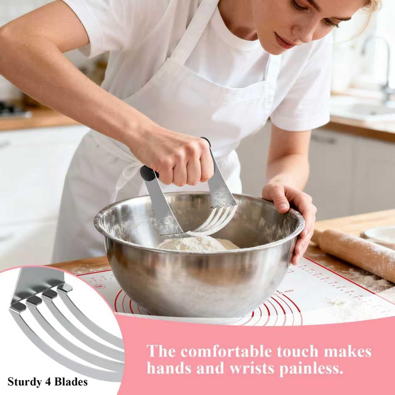 Biscuit Cutter, Silicone Pastry Dough Baking Mat Set, Baking Tools and Accessories Kit (4 Pcs/Set) - Image 3