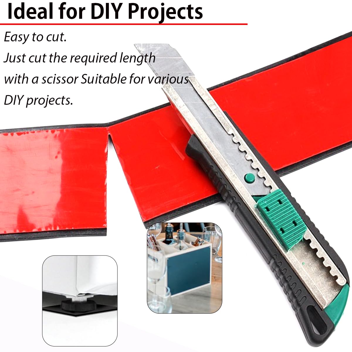 DIY Self Adhesive Rubber Strip Pad 300m Non Slip Furniture Door Bumper Protector