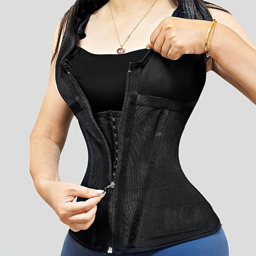 Steel Boned Waist Trainer for Women Tummy Control Postpartum Workout Body Shaper Corset Vest Fajas Colombianas