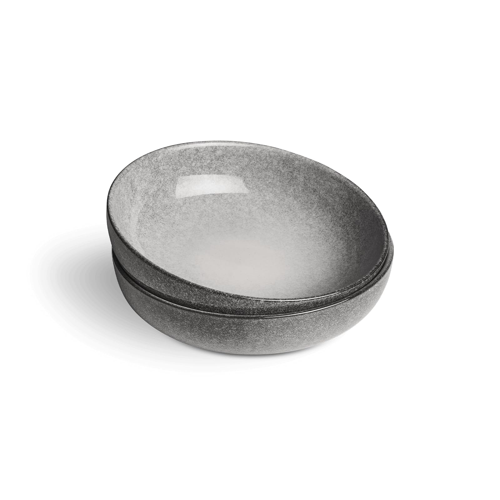 Springlane Suppenteller 2er Set Misty Cliff Steingut grau meliert – Kratzfest, Mikrowellengeeignet & Spülmaschinenfest – 20 x 20 x 5 cm Tiefe Teller