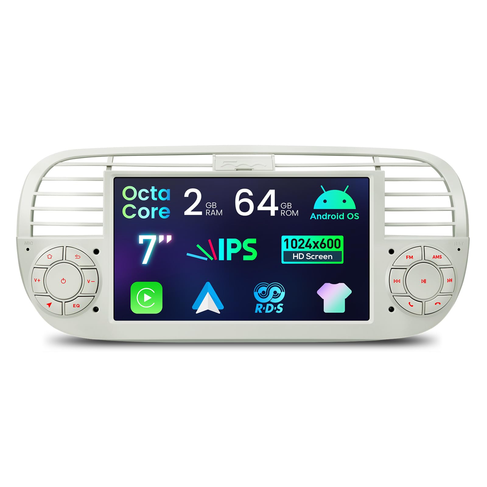 XTRONS Octa Android 13 Car Stereo 7 Inch 1 DIN DVD Player GPS Navigation Built-in 4G WIFI Car Play DSP RDS Radio Bluetooth Optional AHD CAM TPMS DVR DAB+ for Fiat 500 (2007-2015) Black — view 16
