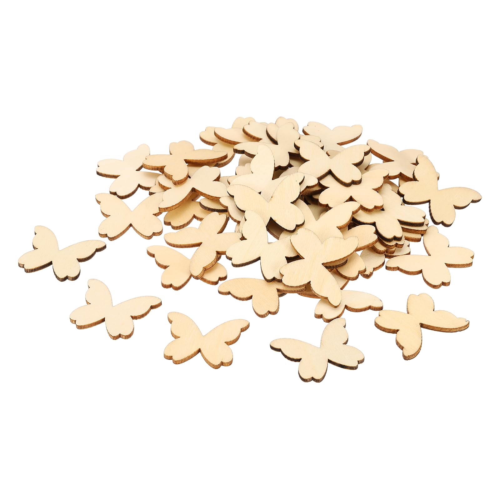 sourcing map 50 Pcs Wooden Butterflies for Crafts, 1.4"x1.1" Wooden Butterfly Cutouts Unfinished Wood Blank Slices for DIY Crafts Painting Engraving Door Hanger Sign Birthday Home Spring Decor