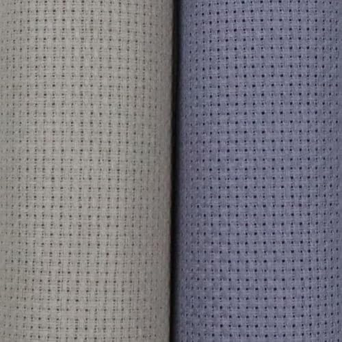 KCS 2 pc of 15" x 18"(38cmx45cm) 16 Count Cross Stitch Cotton Aida Cloth Needlework Fabric Box (Pearl Grey+Light Steel Grey,16CT)