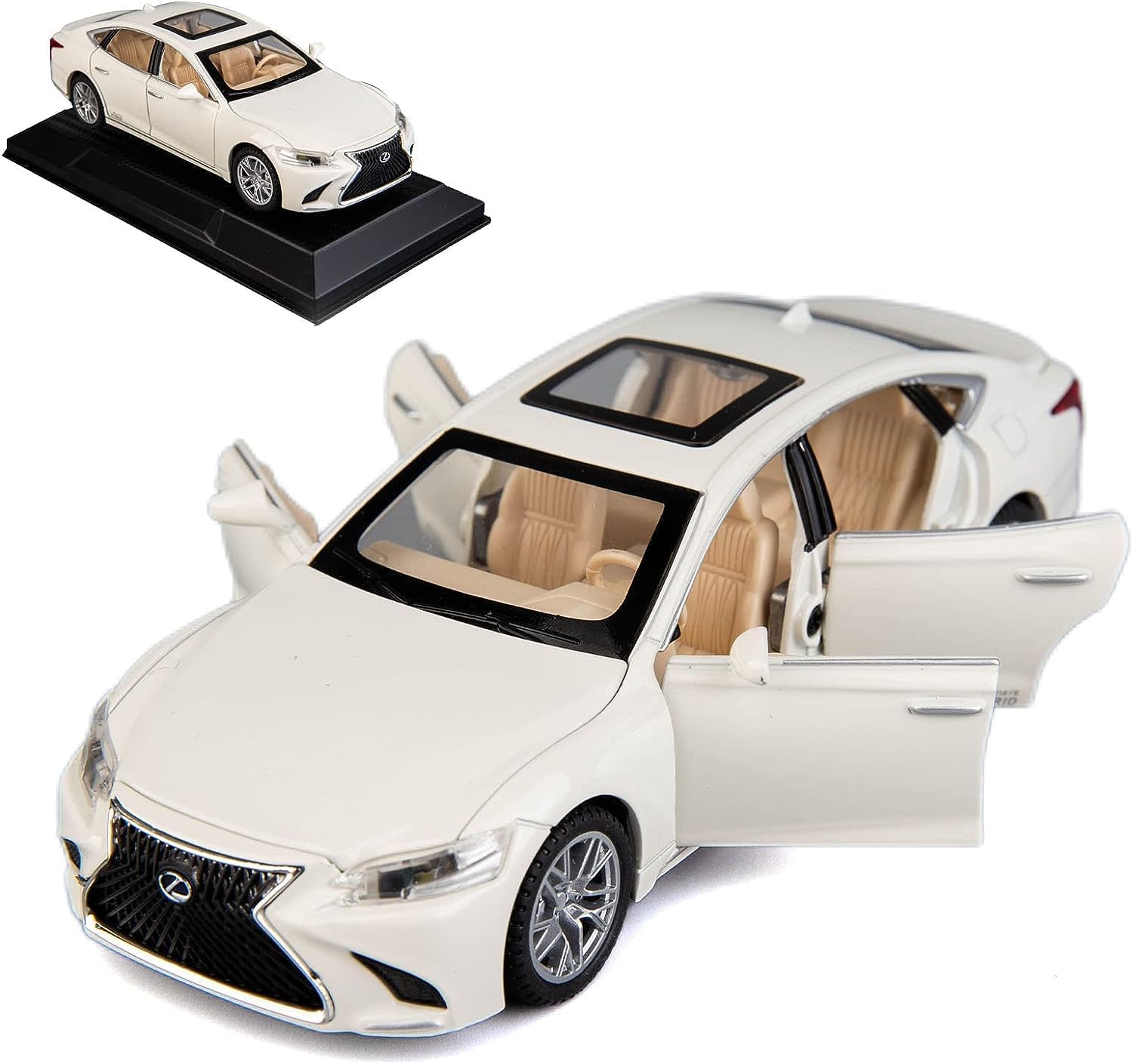 VARIYA ENTERPRISE 1/32 Compatible for Lexus Ls500h Model Car, Zinc Alloy Pull Back Toy car with Sound and Light for Kids Boy Girl Gift-White