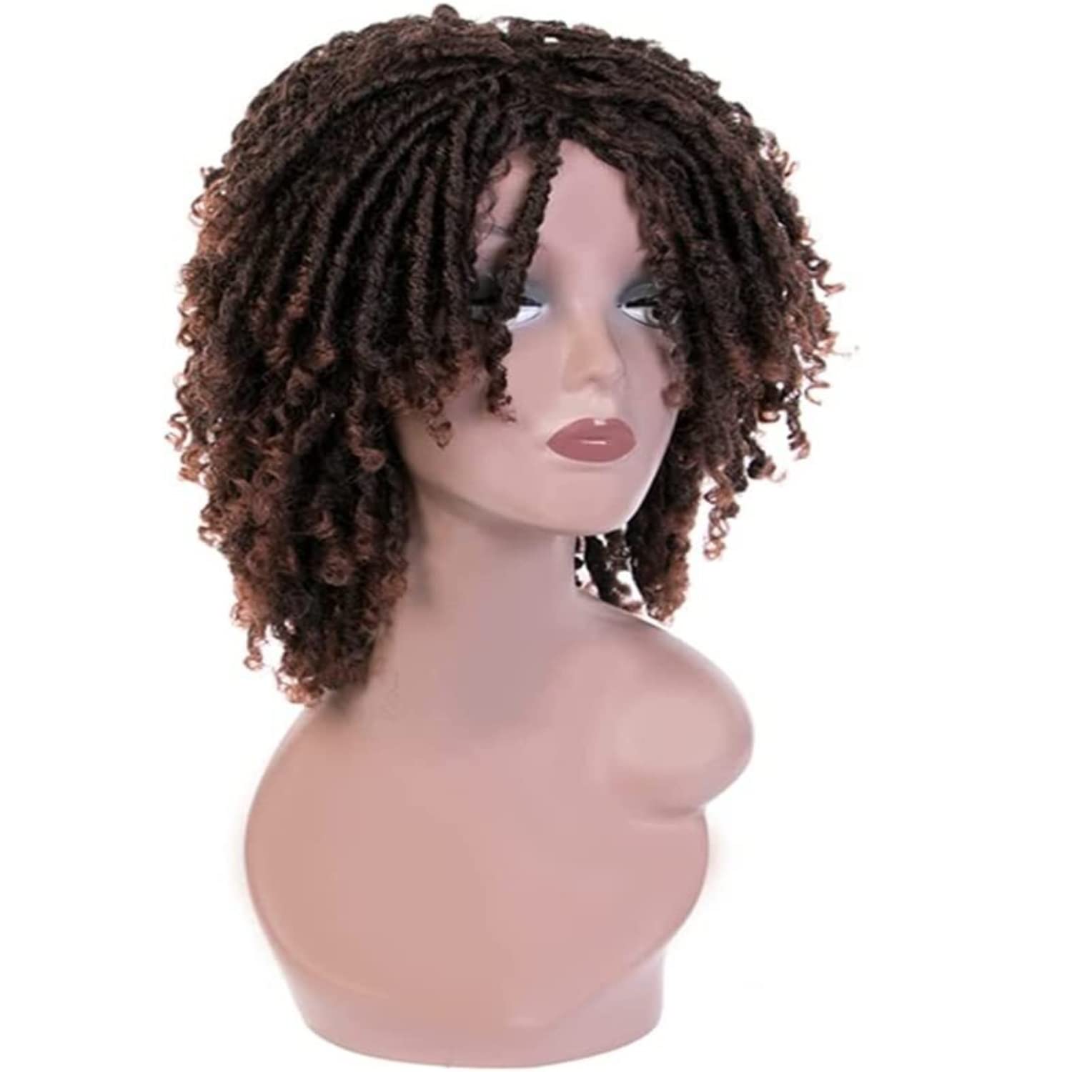 Perücke Lockige Perücken Für Schwarze Frauen, Afro Kinky Curly Perücke Mit Pony Kinky Curly Afro Perücke Mit Pony Haarextension(A)