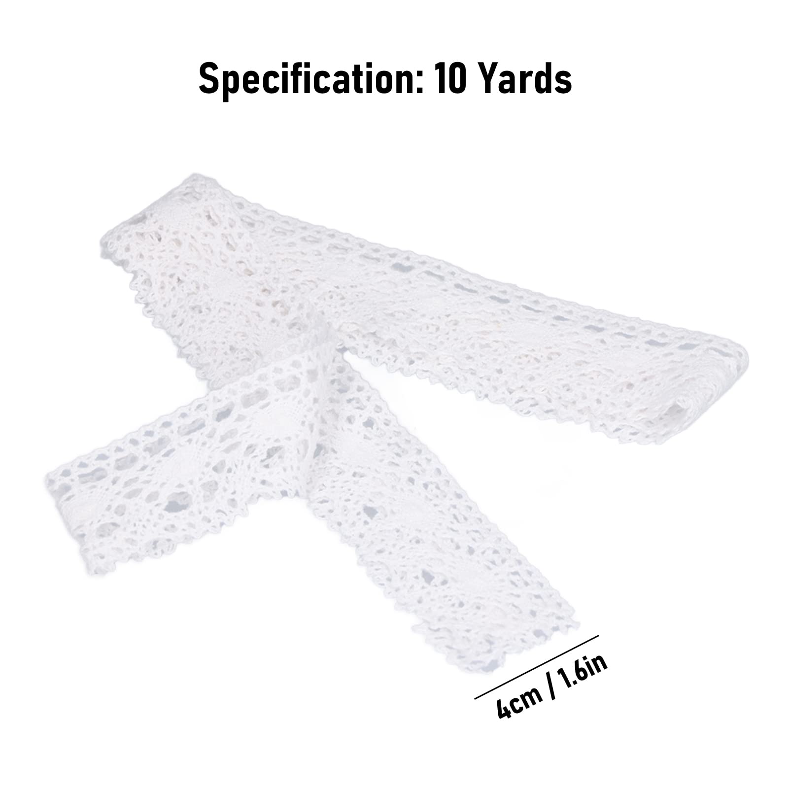 Nastro Di Pizzo Per Cucito - Rotolo Da 10m, Larghezza 4,5 Cm, Per Decorazioni Matrimonio, Fai Da Te - Foto 4