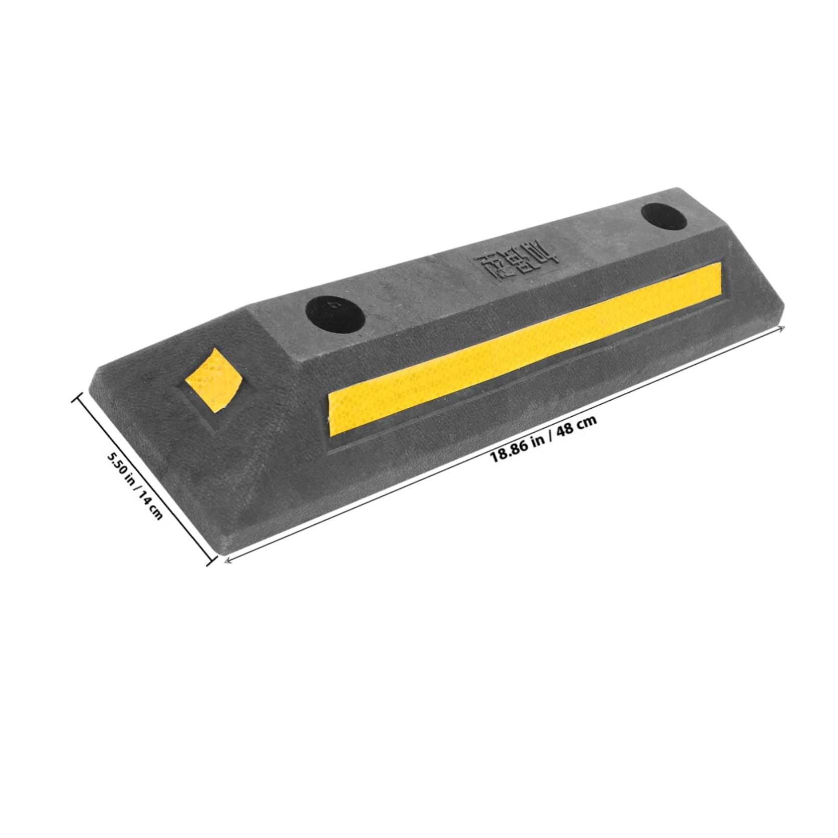 Tope De Rueda De Goma 480x130x80 Mm Resistente Cinta Reflectante, Bloqueador De Estacionamiento para Garaje y Aparcamiento En Exteriores, Protección para Coches y Vehículos Adultos