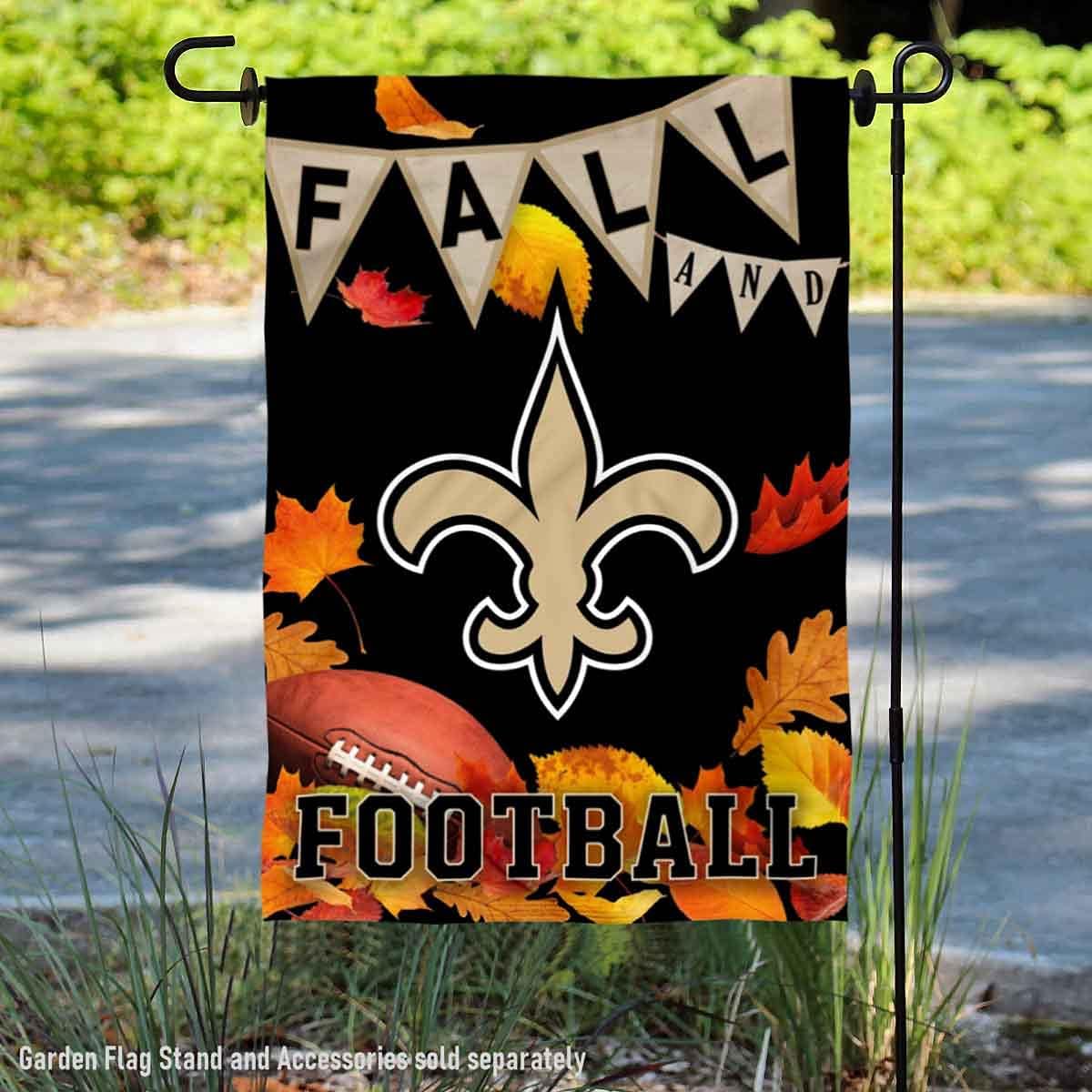 New Orleans Saints Fall Leaves Decorative Football Garden Flag Double Sided Banner - Image 2