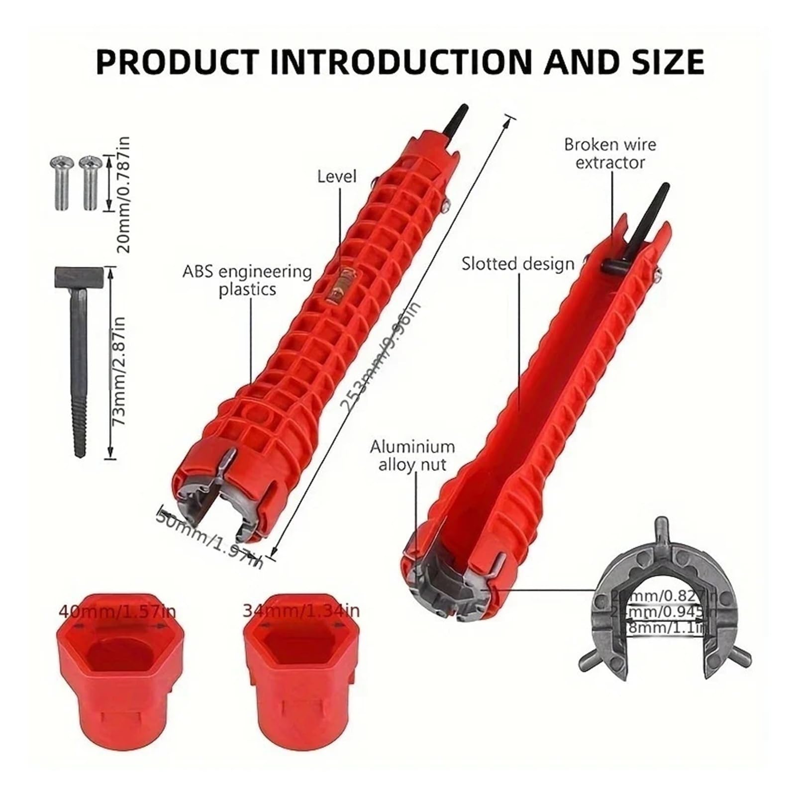 Llave de reparación multifunción 14 en 1 ABS antideslizante mango largo