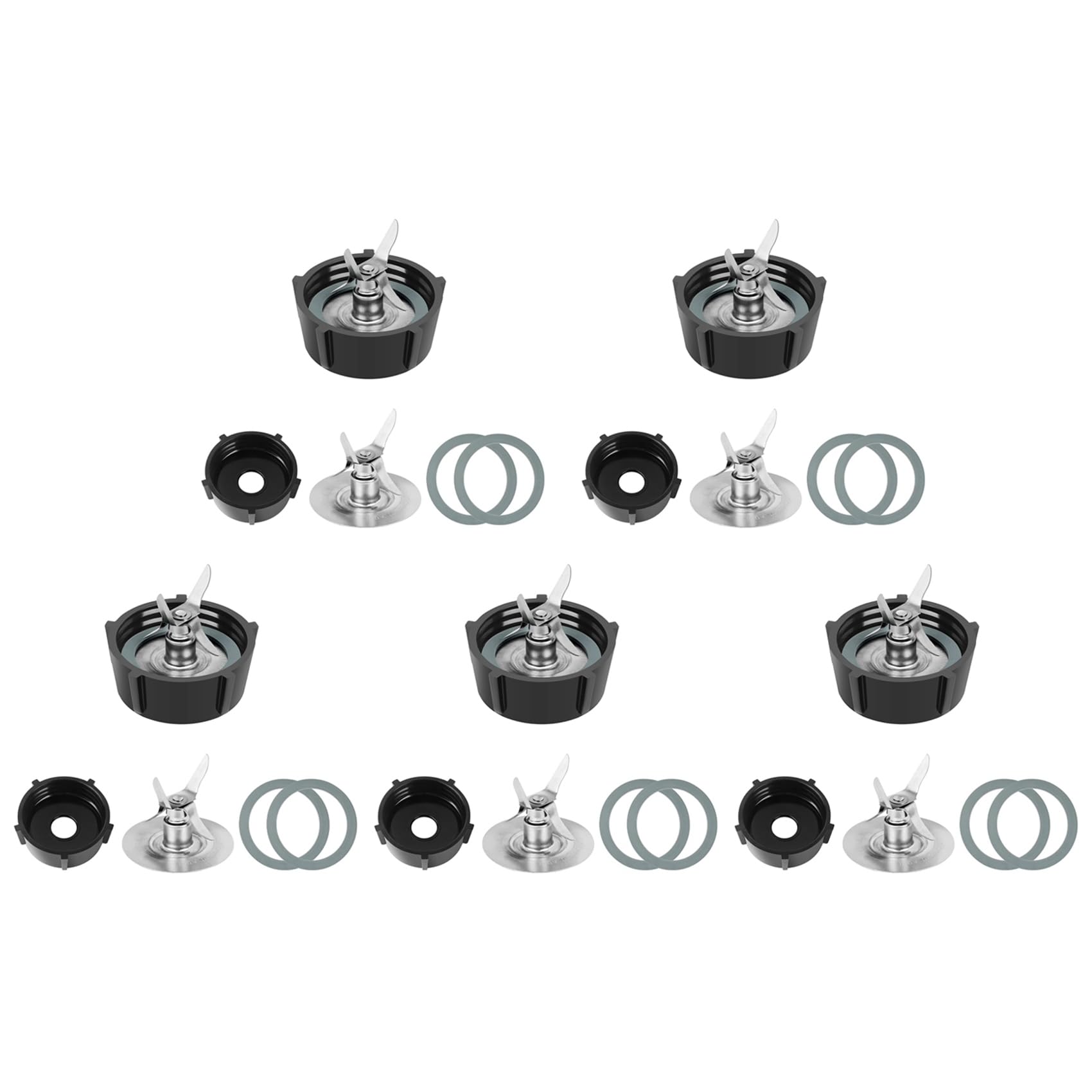 Hndhbfgrt 5X for Osterizer Blender Blades with Blender Jar Bottom & 4Point Fusion Blade 4961 & 10x O Ring Rubber Seal Gasket