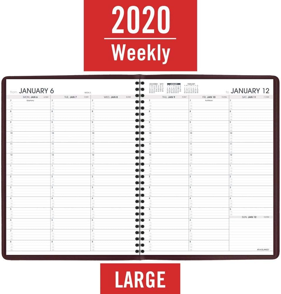 AT-A-GLANCE 2020 Weekly Planner / Appointment Book, 8-1/4" x 11", Large, Winestone (7095050)