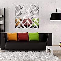 Vista 10 de Adhesivos de pared con espejo 3D, 4 piezas acrílicas cuadradas con patrón geométrico, calcomanías de arte para bricolaje, espejo autoadhesivo