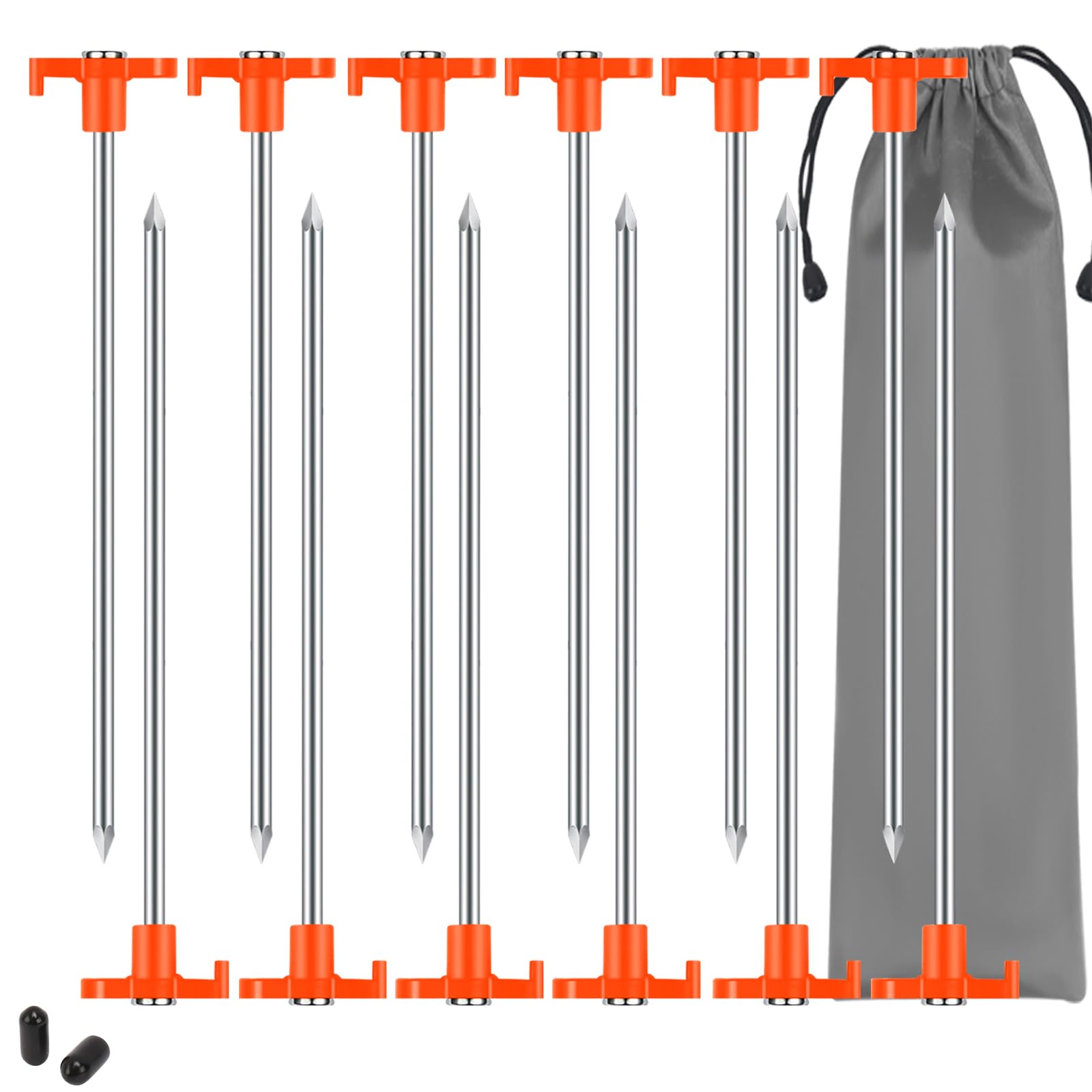 12 Pack Tent Pegs Metal Heavy Duty Camping Pegs Awning Pegs, Strong Tent Peg Ground Peg Rock Peg for Hard Standing, Tents, Tarpaulin, Camping Equipment, Outdoor Use(Orange, 20cm)