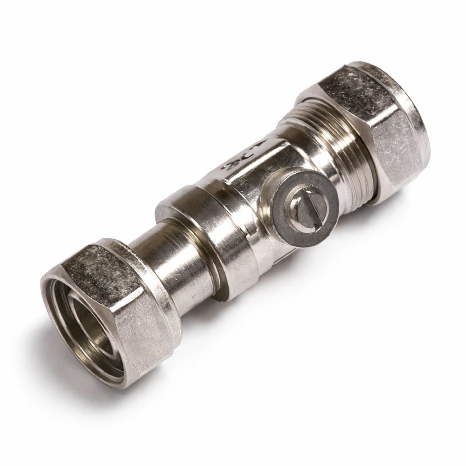 2X 15mm x 1/2" Straight Chrome Service Valve Compression Isolation Valve