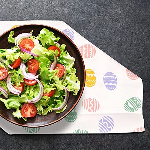 Urban Villa Easter Dinner Napkins Set Of 12 Cloth Napkins Easter Egg Print Multi Color Dinner Napkins Premium Quality 100%Cotton Cloth Napkin Size 20X20 Inches With Mitered Corners Soft Dinner Napkins #TOP1
