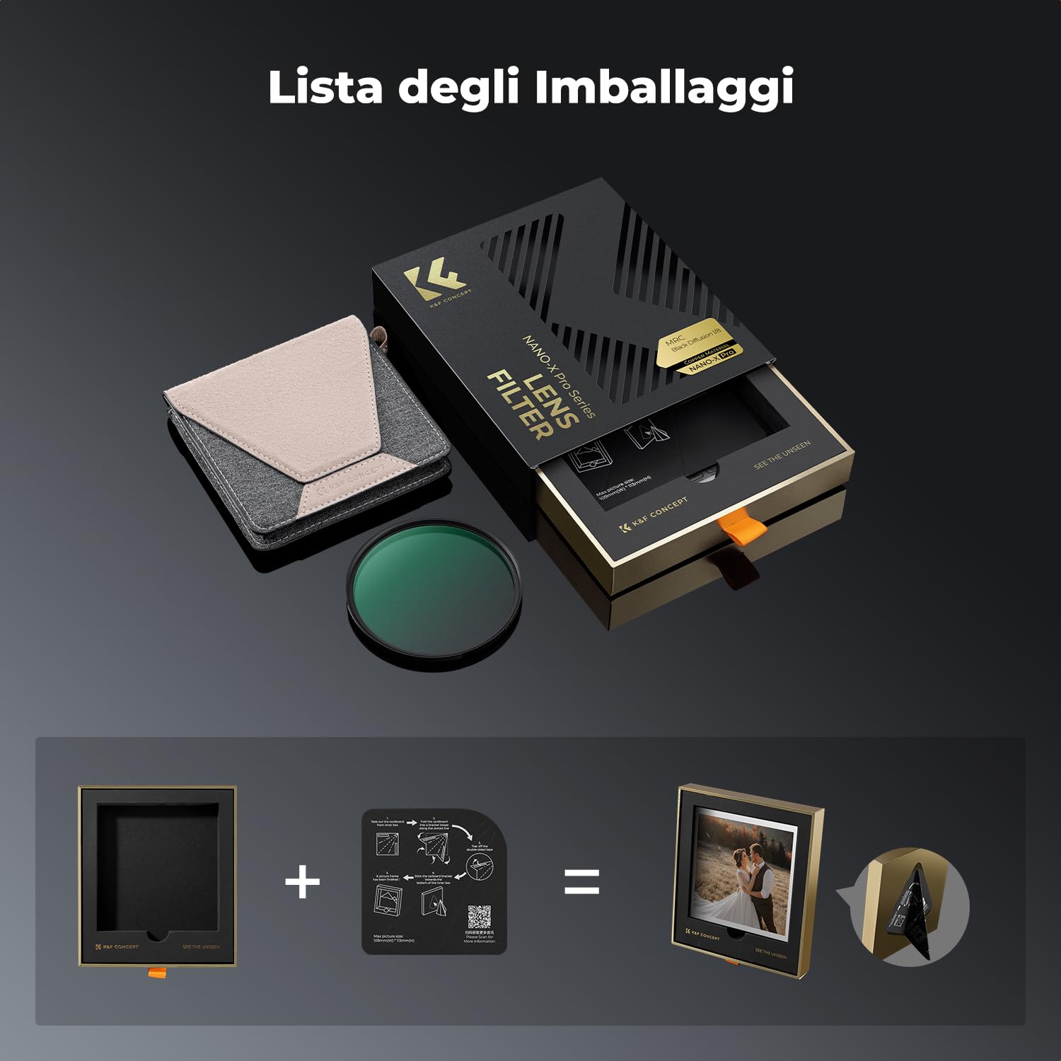 K&F CONCEPT Nano-Xcel Pro 67mm Filtro Black-Mist 1/8 a Riflessione Ultra Bassa, Filtro Nero Morbido 1/8 a Riflettività Ultra Bassa per Immagini Ritratto e Video con 36 Strati di Rivestimento Nano