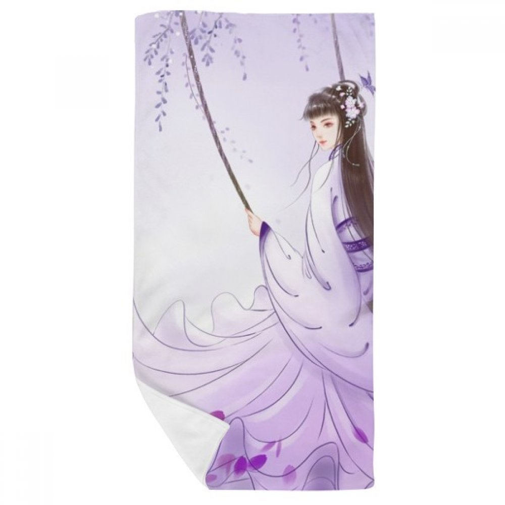 Serviette de bain Wisteria style chinois aquarelle multicolore 35x70cm