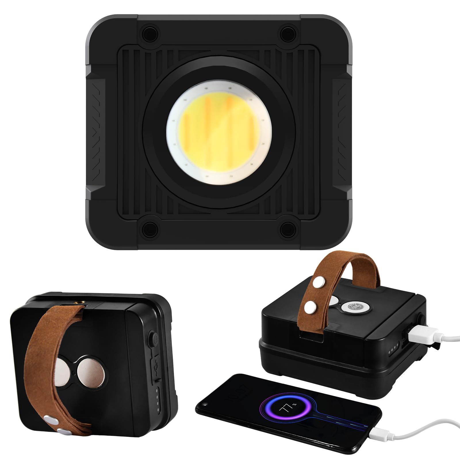 IODOO 10000mAh 6000LM Rechargeable Work Light Camping Light Cob Light 2400/4000/6500K Tent Light Portable Cob Light Waterproof Tent Light Power