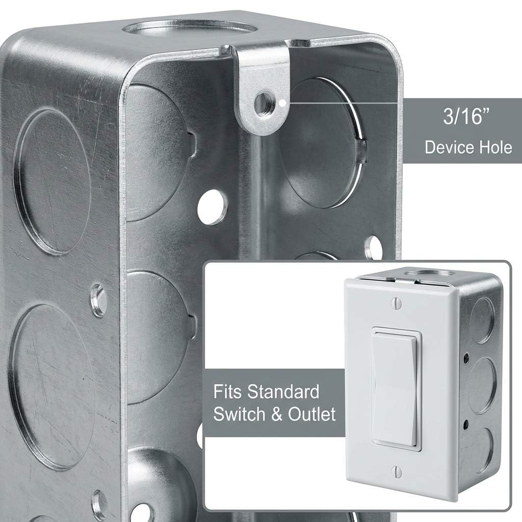 QWORK Electrical Box 12-Pack, 4x2 Inch Outlet Box,13 Cubic Inches, Ten 1/2 Inch Knockouts Electrical Box,1-7/8" Deep, Galvanized Steel — Amazon image 4