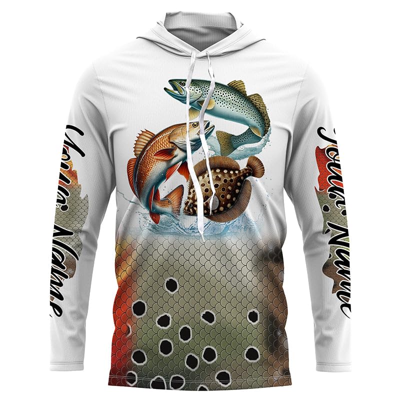 Personalized Texas Inshore slam Fishing Redfish - Speckled Trout - flounder Fishing Scales Custom Fishing Jerseys FN29502