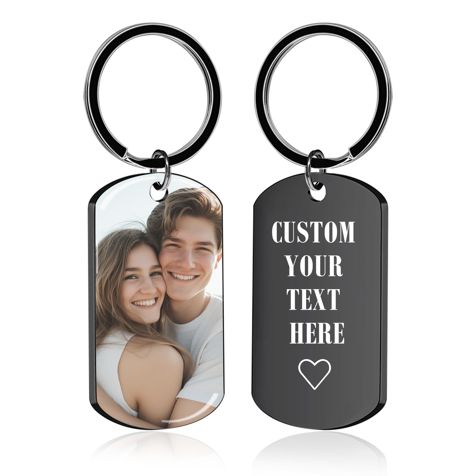 Bexoa Unisex Uv-Black Personalised Keyring Custom Printed Engraved Text Photo Keyring For Dad Boyfriend Girlfriend Women Men Anniversary Memorial Gifts (Uv-Black)