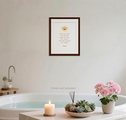 Miniatura 2 de Póster artístico en lienzo con cita de Buda, con texto en inglés «What You Think You Become», decoración de flor de loto, citas inspiradoras,