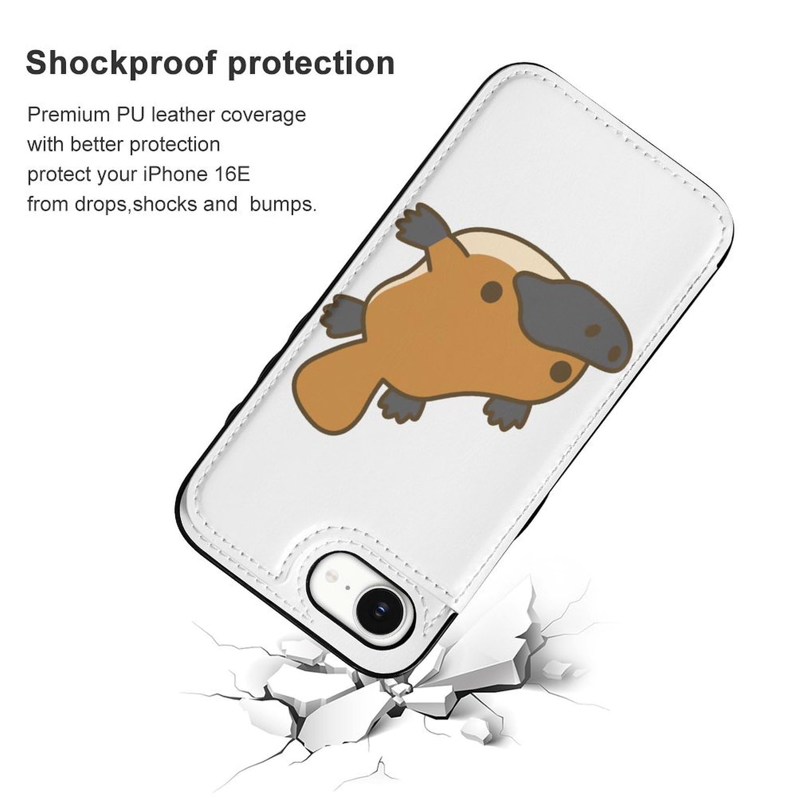 Amazon.co.jp: iPhone16e 用 ケース 手帳型 可愛い カモノハシ 動物