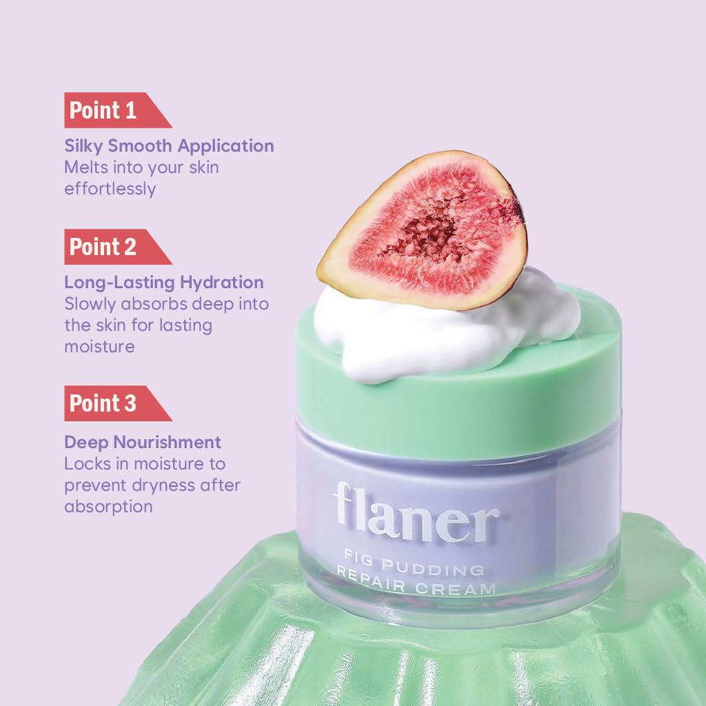 Fig Pudding Barrier Repair Cream – 11x Hyaluronic Acid Moisturizer Cream, Barrier Care, Ceramide, Hydration and Barrier Strengthening, Vegan, Korean Skincare, Dry & Sensitive Skin, 1.69 fl.oz