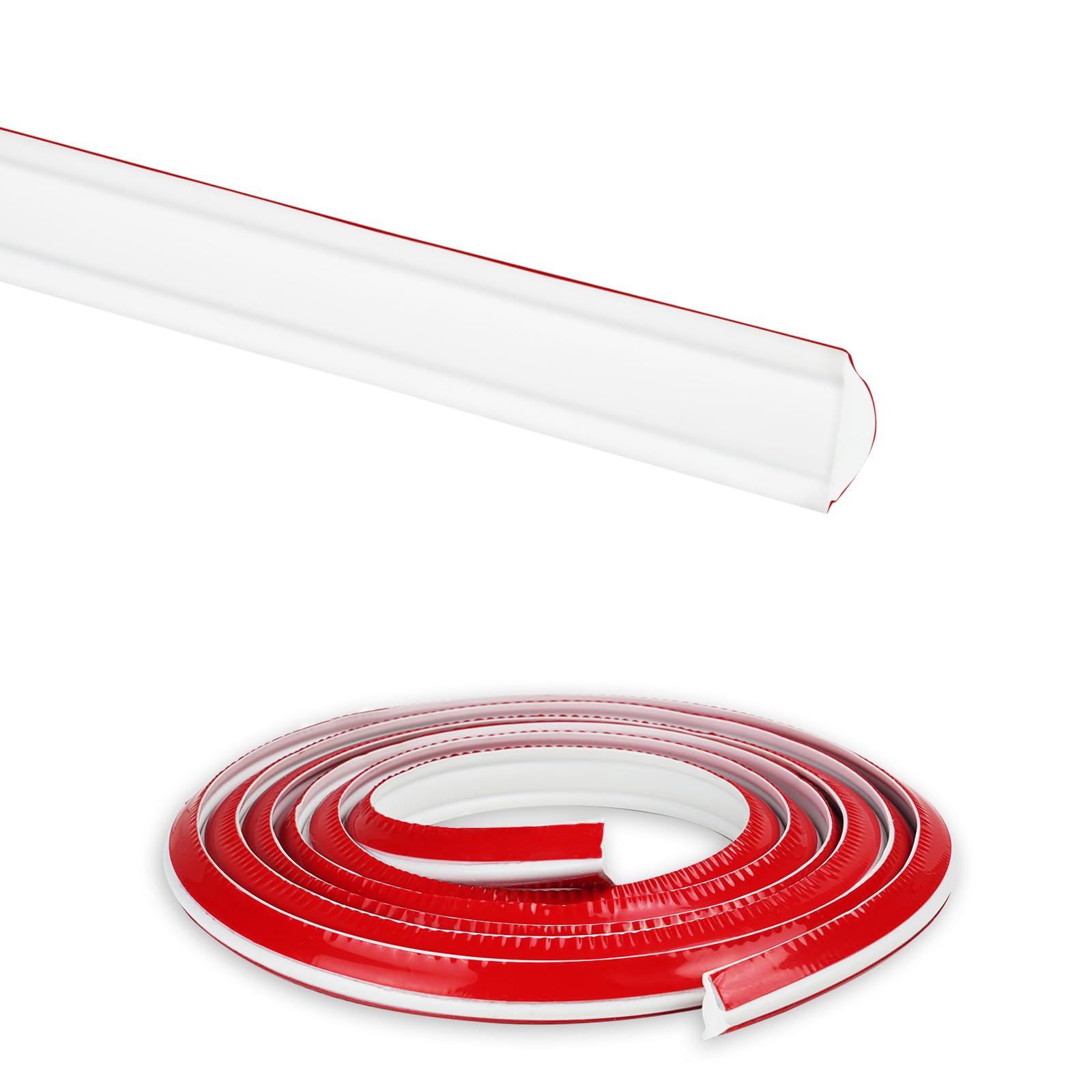 Flintronic PVC Quadrant Trim, 5M Self Adhesive Skirting Board Trim, Flexible Laminate Beading Moulding Trim, Moulding Wall Corner Trim for Cabinet Countertop, Ceiling Floor, Caulk Strip, 19 * 13mm