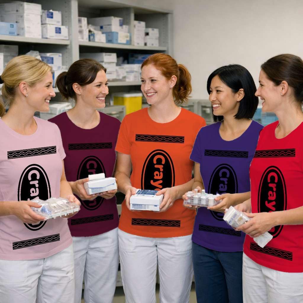 Funny Crayon Costume Shirt for Women Halloween Group Costume Matching Family Party T-Shirt Teacher Costume
