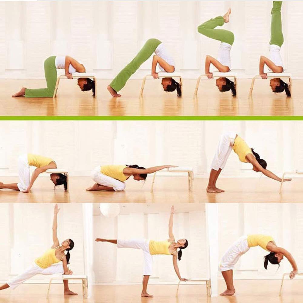 MATTE Yoga Headstand Banc, Yoga Tabouret Avec Inversion Cadre En Bois Et PU Pads, Core Force De Construction, Parfait Pour Les Débutants Et L'expérience Yogis