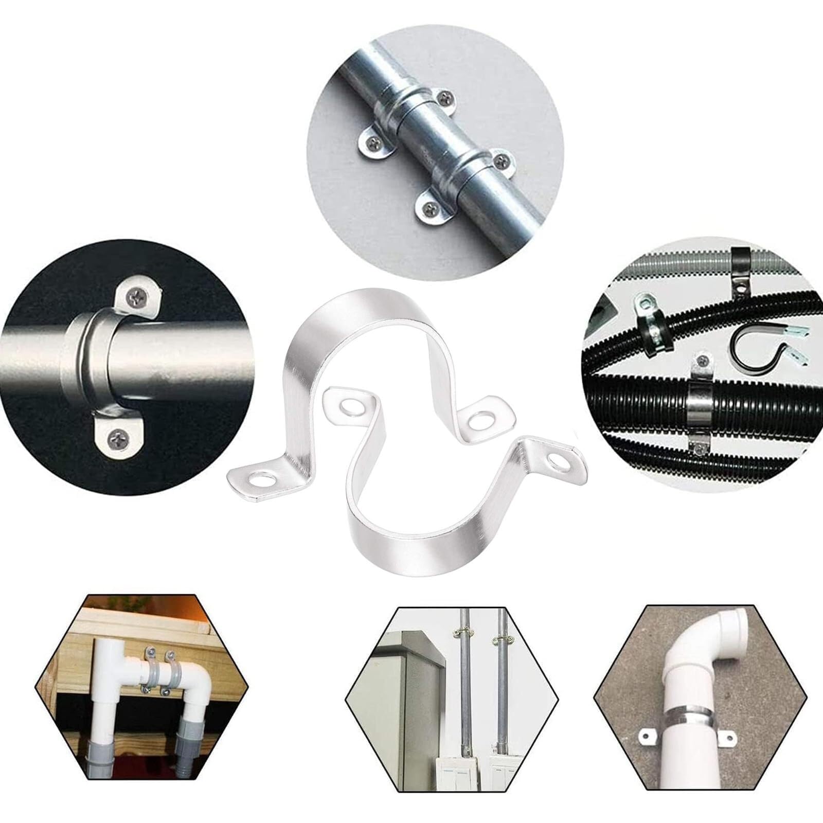 4 Pièces 100mm Collier de Fixation en Acier Inoxydable U - Fixation Sécure pour Tuyaux sur Diverses Surfaces(50mm(2Pcs))