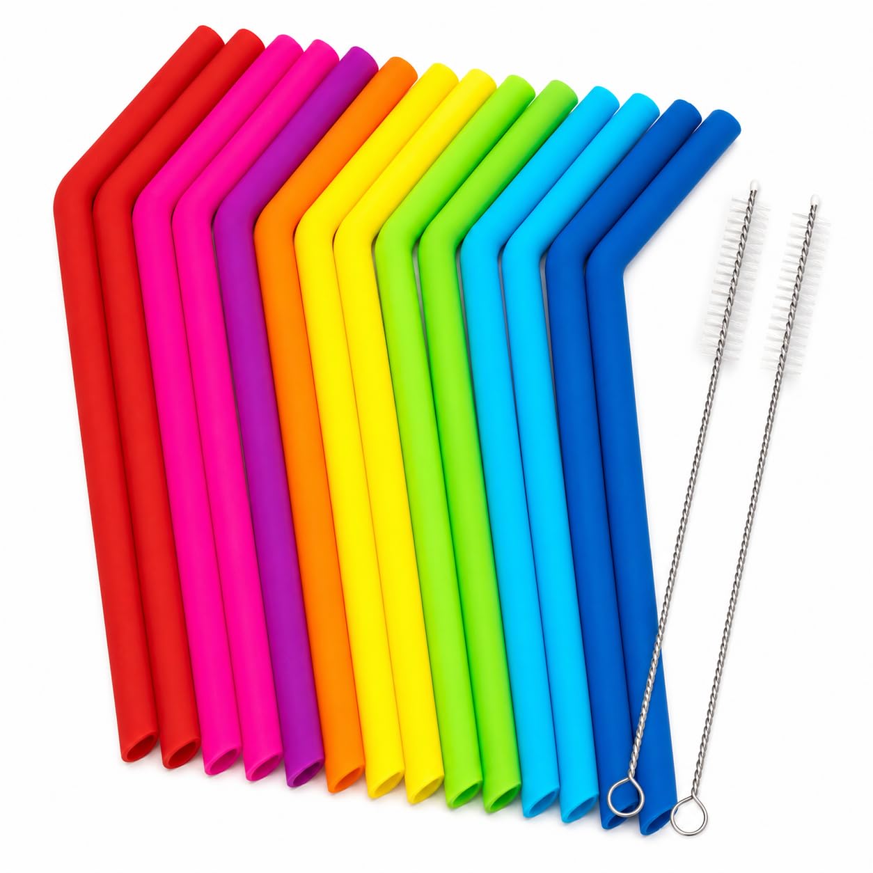 Photo 1 of Reusable Silicone Straws for Tumblers, Smoothies & Kids Drinks – 15 Pack Flexible BPA-Free Drinking Straws with 2 Cleaning Brushes – Soft on Teeth & Lips – Fits 20oz & 30oz Tumblers