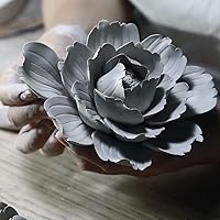 Vista 6 de Insiswiner Flores decorativas de cerámica 3D para colgar en la pared para el hogar, peonía blanca y amarilla, 3.54 pulgadas