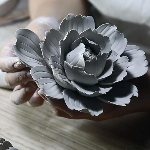 Miniatura 5 de Insiswiner Flores de cerámica hechas a mano 3D decoración colgante de pared rosa 7"