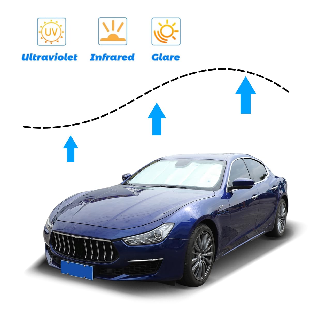 Maserati Levante用サンシェード Amazon.com: KUST Windshield Sun Shade for Maserati Levante