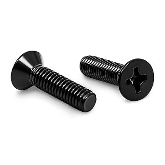 #10-24 x 1 Flat Head Machine Screws Countersunk Bolts, 304 Stainless Steel Black Finish, Fully Threaded, 50 PCS