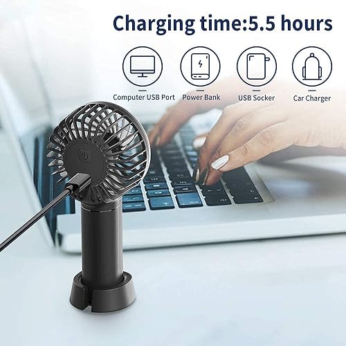 Miniatura 6 de EasyAcc Handheld Fan Portable Fan, 9000 Rechargeable Battery Powered Fan Small Desk Fan, Powerful 4 Speeds 53H Cooling Time Personal Fan with Power