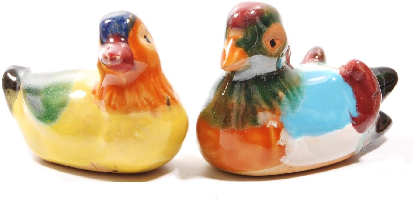 DMtse Feng Shui Ceramic Pair Mandarin Ducks for Love & Fidelity (2 6/8 inch Small Size) Figurines for Happy Love Lucky Gift image 3