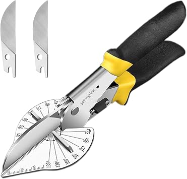 Miter Shears,Quarter Round Cutting Tool,Trim Cutter Hand Tool,Mitre Shears for Crafting,Trim Cutter,Miter Snips,Shoe Molding Cutter,Miter Scissors,Multi Angle Cutter Tool for Wood,with 2 Blades