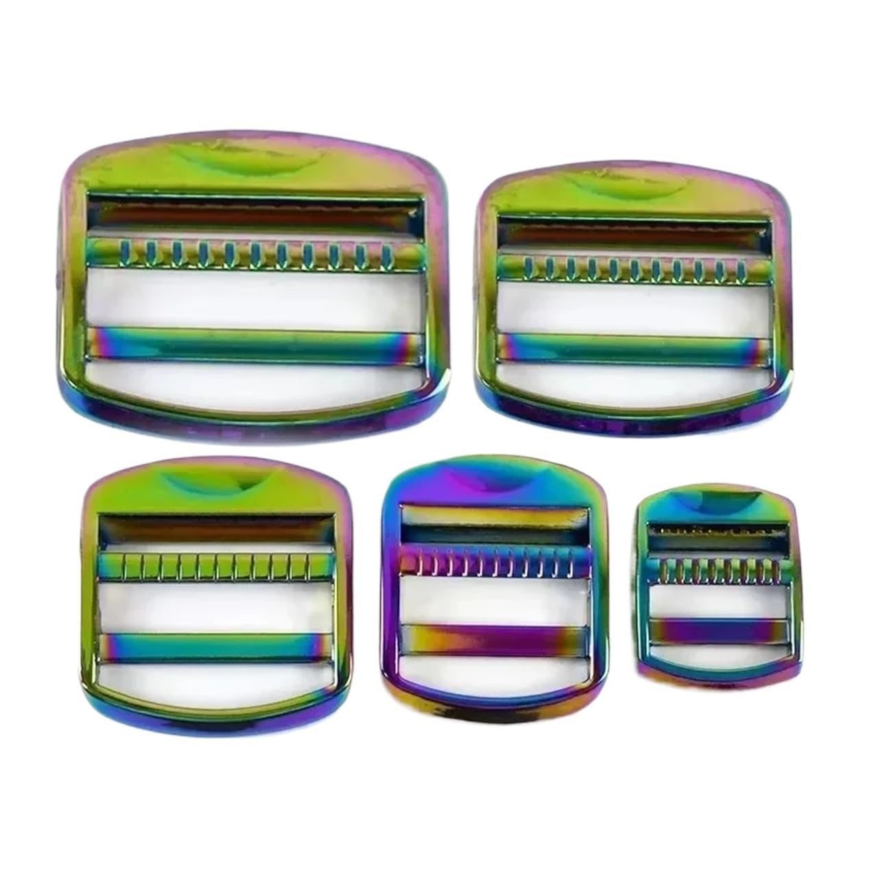 PVUVTNAHW 4Pcs Backpack Adjuster Metal Buckles 19-50mm Ladder Lock Slider Webbing Strap Tri-Glide Hook Adapter Clip(Multi,50mm)