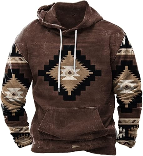 EELHOE Men's Graphic Western Vintage Hoodies Hooded Casual Vintage Sweatshirts Casual Long Sleeve Pullover Shirt