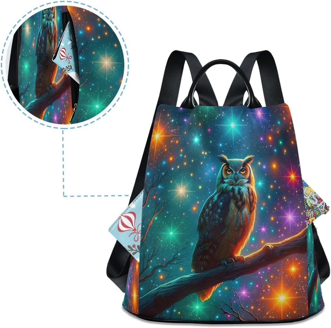 Owl Night Stars Women Backpack Purse Anti-theft Casual Shoulder Bag Fashion Ladies Bags - Image 4