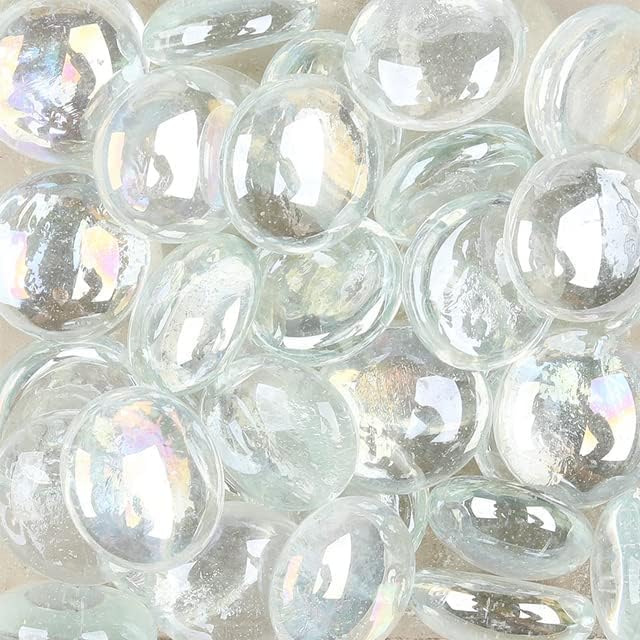 Glass Pebbles, Clear Iridescent, 1 Kilo, 20mm Diameter