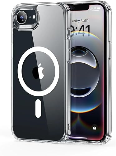 TISKO Clear MagSafe Case Compatible with iPhone 16e | Magnetic Shockproof Transparent Back Cover | Anti-Yellowing Crystal Clear TPU | Raised Camera Protection | Slim Fit Protective Case