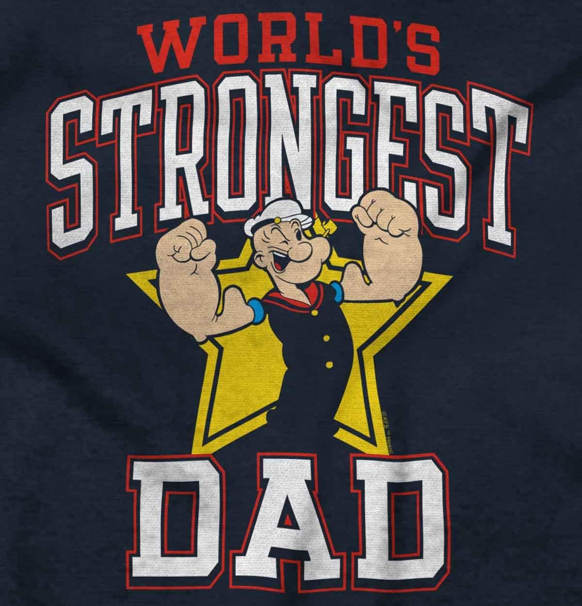 Brisco Brands Popeye Cartoon Worlds Strongest Dad Hoodie Hooded Sweatshirt Men