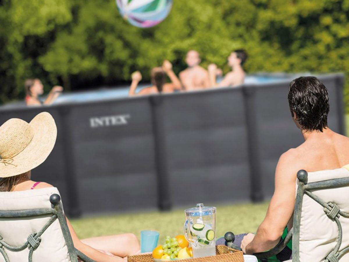 Intex - 26396GN - Kit Piscine Tubulaire rectangulaire Graphite (L) 4,00 x (l) 3,00 x (h) 1,24m