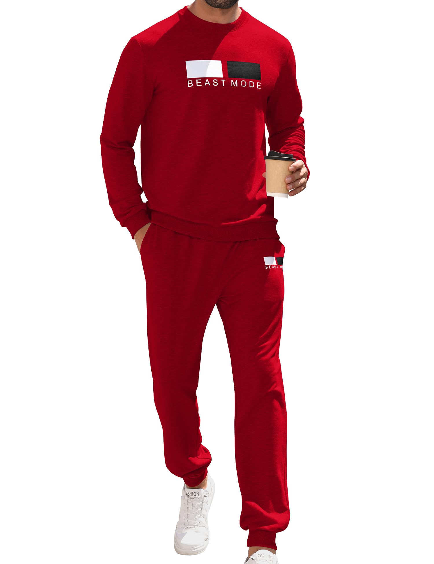 Men's 2 Piece Outfits Long Sleeve Pullover Sweatshirt Tracksuit Jogger Sweatpants Sweatsu…